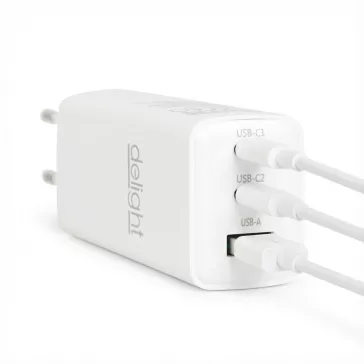   Hálózati Adapter - USB-A 20W + Type-C PD45W gyorstöltéssel - fehér