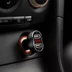 Autós szivargyújtó adapter - 2 x USB, feszültségmérővel és árammérővel - fekete