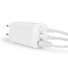 Hálózati Adapter USB + Type-C PD45W gyorstöltéssel - fehér
