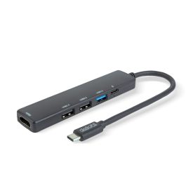   Multifunkciós USB Hub - HDMI + Type-C 3.0 - 3xUSB-A, 1xType-C - 5 Gbps, 100 W - fekete