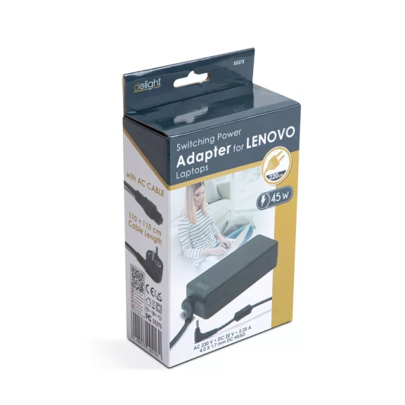Laptopadapter - Lenovo 45W - 20V - 2.25A - 4 x 10,65 mm / 1,7 x 9 mm Laptopadapter - Lenovo 45W - 20V - 2.25A - 4 x 10,65 mm / 1,7 x 9 mm