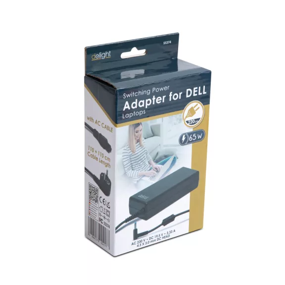 Laptopadapter - Dell - 65W - 19.5V - 3.33A - 4,5 x 12,22 mm / 3 x 10 mm Laptopadapter - Dell - 65W - 19.5V - 3.33A - 4,5 x 12,22 mm / 3 x 10 mm