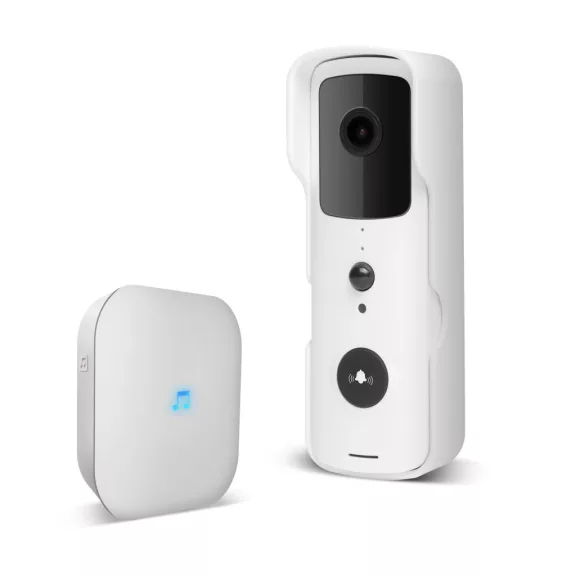 Smart Wi-Fi-s videó kaputelefon szett - akkumulátoros - MicroSD, FHD, PIR - fehér Smart Wi-Fi-s videó kaputelefon szett - akkumulátoros - MicroSD, FHD, PIR - fehér