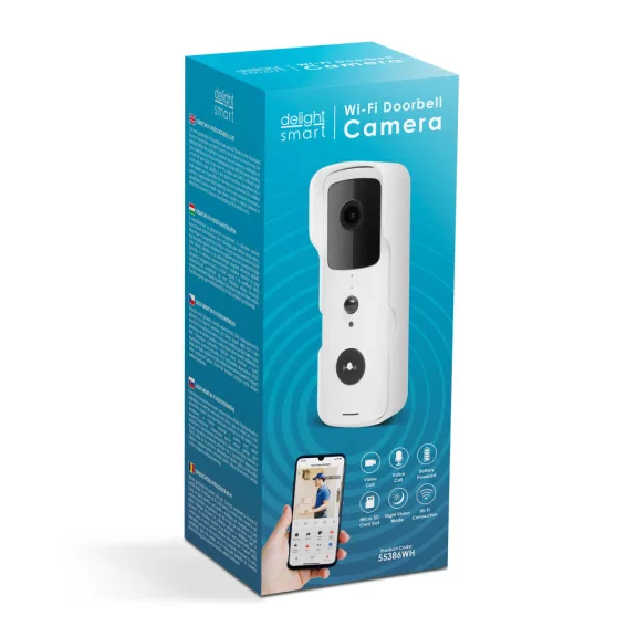 Smart Wi-Fi-s videó kaputelefon szett - akkumulátoros - MicroSD, FHD, PIR - fehér Smart Wi-Fi-s videó kaputelefon szett - akkumulátoros - MicroSD, FHD, PIR - fehér