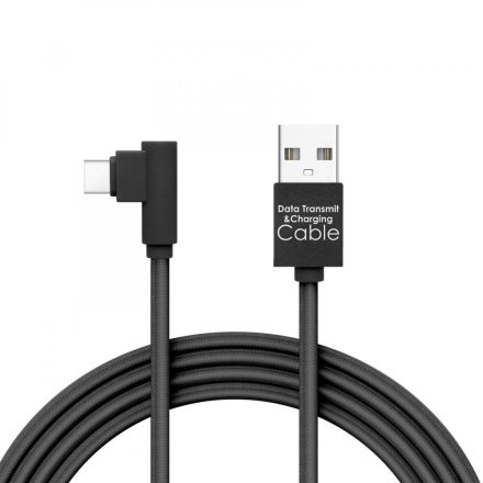Adatkábel - USB Type-C Gamer 90°-os kialakítás fekete - 2 m - 2 A 55444C-BK
