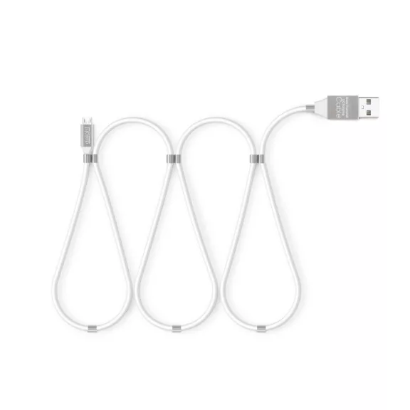 Mágneses adatkábel - MicroUSB - 2A - fehér