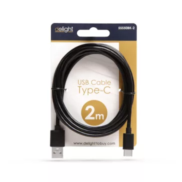 Adatkábel - USB Type-C - fekete - 2 m