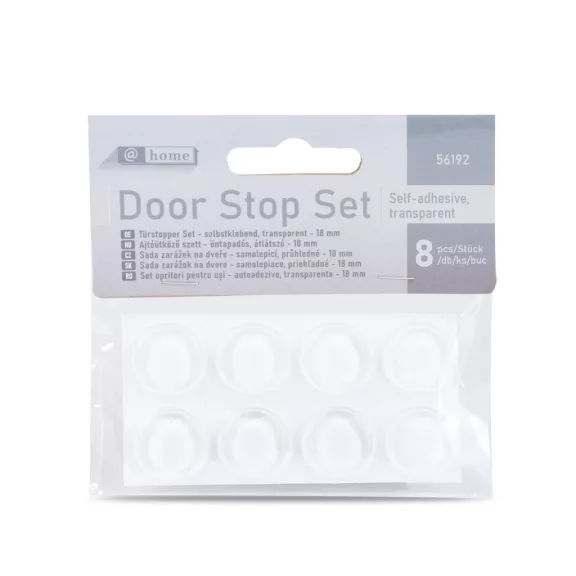 Ajtóütköző szett - öntapadós, átlátszó - 18 mm - 8 db / csomag Ajtóütköző szett - öntapadós, átlátszó - 18 mm - 8 db / csomag