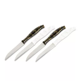  Konyhai kés készlet - 15 cm - fekete/fehér - 4 db / csomag