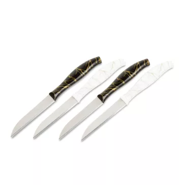   Konyhai kés készlet - 15 cm - fekete/fehér - 4 db / csomag