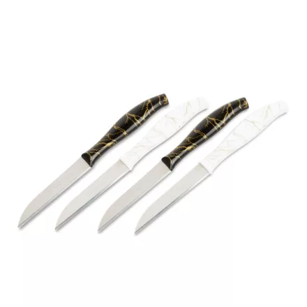 Konyhai kés készlet - 15 cm - fekete/fehér - 4 db / csomag