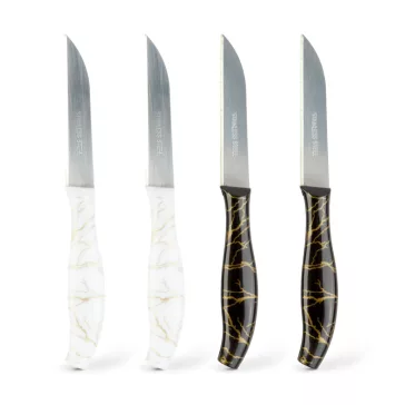   Konyhai kés készlet - 15 cm - fekete/fehér - 4 db / csomag