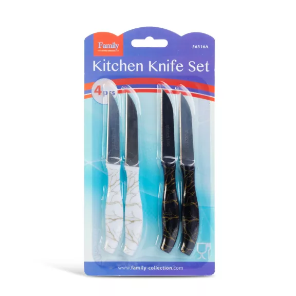Konyhai kés készlet - 15 cm - fekete/fehér - 4 db / csomag Konyhai kés készlet - 15 cm - fekete/fehér - 4 db / csomag