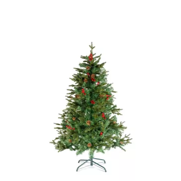 Műfenyő - 150 cm - PE / PVC - piros bogyóval