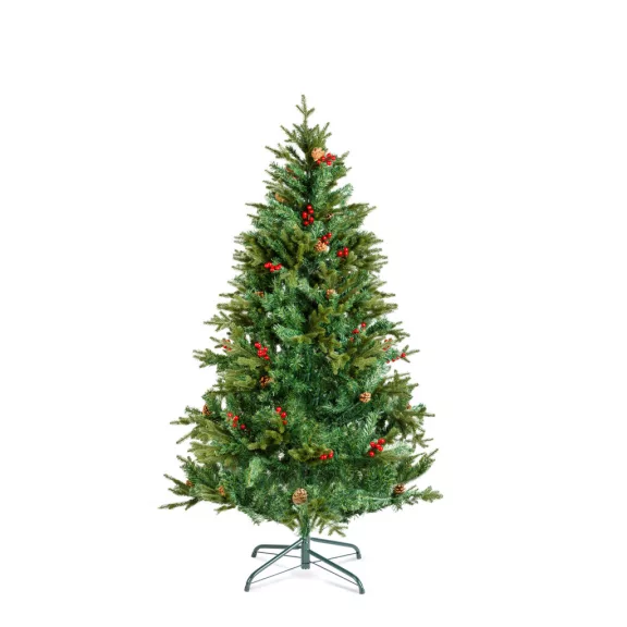 Műfenyő - 180 cm - PE / PVC - piros bogyóval Műfenyő - 180 cm - PE / PVC - piros bogyóval