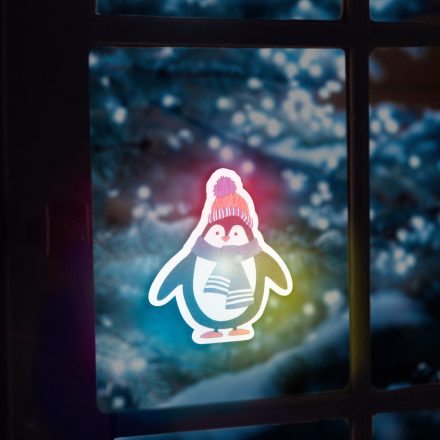 Karácsonyi RGB LED dekor - öntapadós - pingvin 56513B