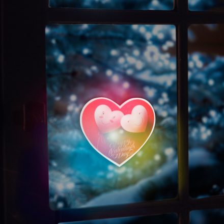 Valentin napi RGB LED dekor - öntapadós - szív