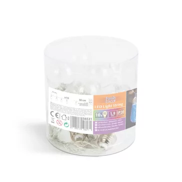   LED fényfüzér - Villanykörte - 10 LED - 1,9 méter - színes - 2 x AA