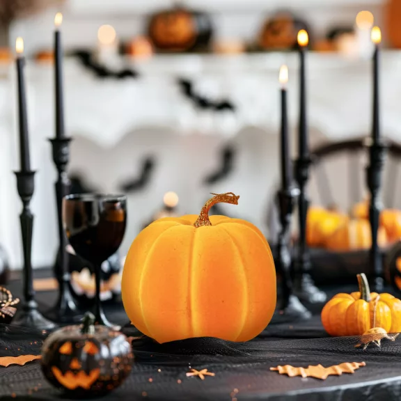 Halloween-i tök dekoráció - 16,5 cm - narancssárga - habszivacs - glitteres Halloween-i tök dekoráció - 16,5 cm - narancssárga - habszivacs - glitteres