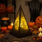 Halloween-i LED lámpás - boszorkány - melegfehér - fekete - 9,5 x 9,5 x 17 cm - 2 x AAA