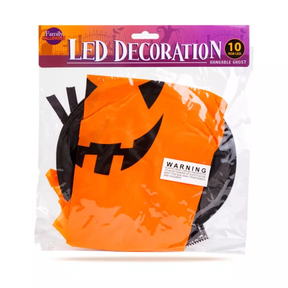 Halloween-i LED dekor - szellem - sárga - 10 színes LED - akasztható - 2 x 2032 - 75 x 35 cm Halloween-i LED dekor - szellem - sárga - 10 színes LED - akasztható - 2 x 2032 - 75 x 35 cm