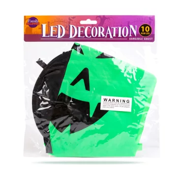   Halloween-i LED dekor - szellem - zöld - 10 színes LED - akasztható - 2 x 2032 - 75 x 35 cm