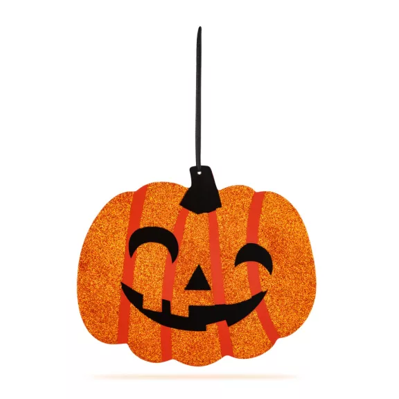 Halloween-i dekoráció - tök - akasztható - fa - 30 x 25 cm