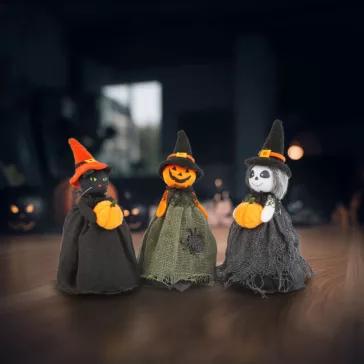 Halloween-i dekoráció - szellem, macska, tökfej - 21 cm 