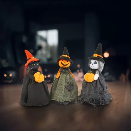 Halloween-i dekoráció - szellem, macska, tökfej - 21 cm 