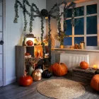 Halloween-i dekoráció - fekete pók - papír - 75 x 13 cm
