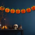 Halloween-i dekoráció - tök lampion girland - papír - 2 m