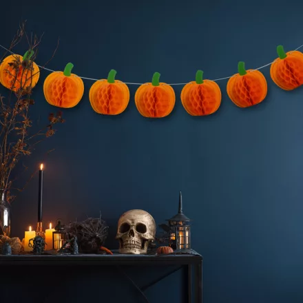 Halloween-i dekoráció - tök lampion girland - papír - 2 m