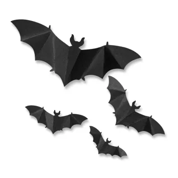   Halloween-i dekoráció - denevér szett - öntapadós - fekete - 30 db / csomag