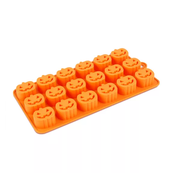 Halloween-i jégkockakészítő szilikon - 18 db tök - 21 x 11 cm Halloween-i jégkockakészítő szilikon - 18 db tök - 21 x 11 cm