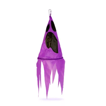   Halloween-i világító dekoráció - szellem - lila - 10 színes LED - akasztható - 2 x 2032 - 75x20 cm