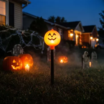   Halloween-i leszúrható lámpa - tök - elemes - 34 x 9,5 cm