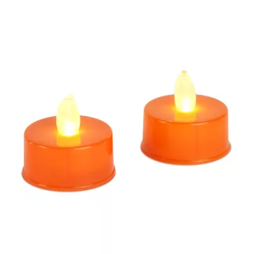   Halloween-i világító dekoráció - LED-es teamécses - narancssárga - 2 db / csomag