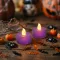 Halloween-i világító dekoráció - LED-es teamécses - lila - 2 db / csomag