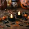 Halloween-i világító dekoráció - LED-es teamécses - fekete - 2 db / csomag