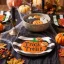 Halloween-i papírtányér - tök - kerek - 23 cm - 8 db / csomag