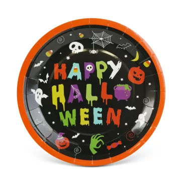   Halloween-i papírtányér - "Happy Halloween" - kerek - 23 cm - 8 db / csomag