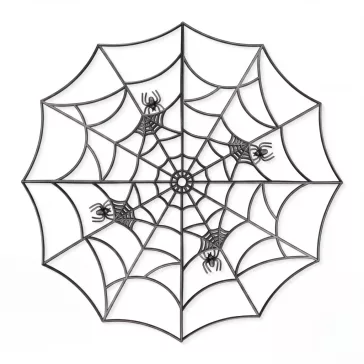   Pókháló dekoráció - fekete - 4 db sarokelem - 30 x 30 cm