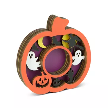   Halloween-i dekoráció - teamécses tartó - tök - MDF - 11 x 11 x 1,8 cm