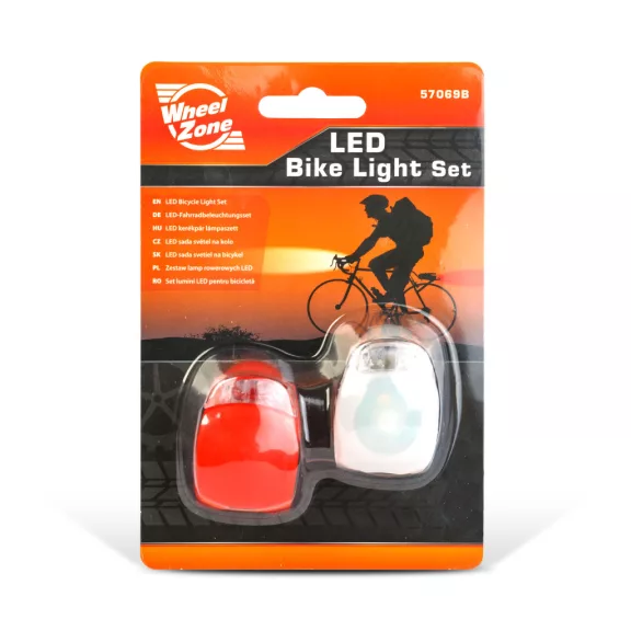LED-es kerékpár lámpa szett TPE borítással - 2 db / szett