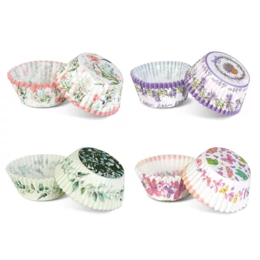   Muffin papír szett - tavaszi 100 db (25 x 4 szín) - 7 x 5 x 3,2 cm