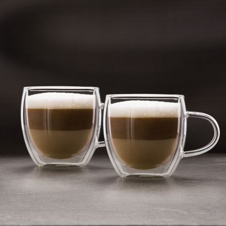 Duplafalú cappuccino üveg csésze - 250 ml - 2 db / doboz 57176B