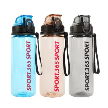 Sport kulacs - műanyag, átlátszó - 600 ml - 3 színben