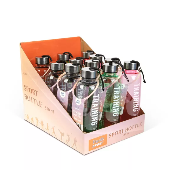 Sport kulacs - műanyag, átlátszó - 550 ml - 3 színben Sport kulacs - műanyag, átlátszó - 550 ml - 3 színben