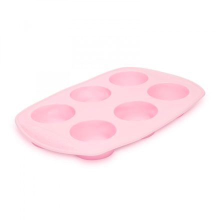 Szilikon muffinsütő-forma - 6 adagos 5 / 7 cm átmérő rózsaszín 57276PK