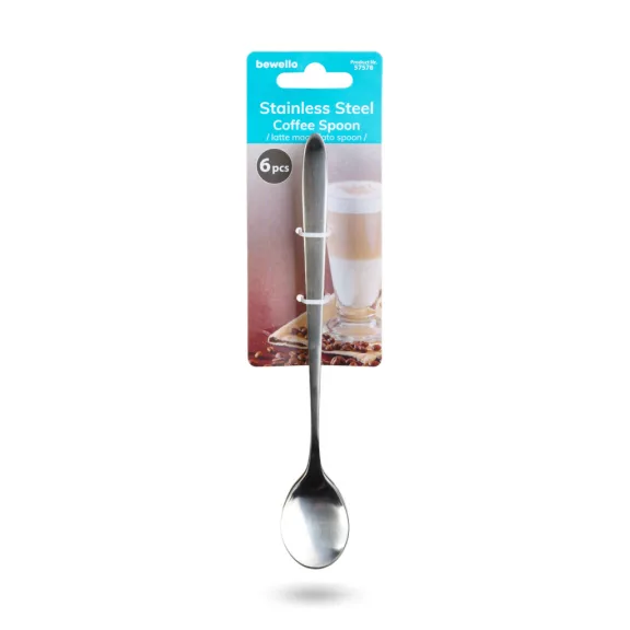 Rozsdamentes acél kávéskanál / latte macchiato kanál - 186 x 30 mm - 6 db / csomag Rozsdamentes acél kávéskanál / latte macchiato kanál - 186 x 30 mm - 6 db / csomag